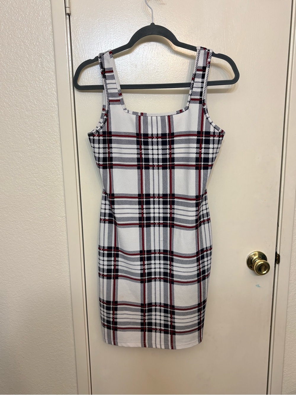Shein Curve Womens 0XL Plaid Bodycon Sleeveless Mini Dress 90s Preppy Grunge Red